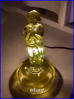 Vintage Cambridge Vaseline Bashful Charlotte Table Lamp