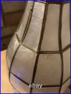 Vintage Capiz Shell Table Lamp Gold Brass Unique 21 Tall No Shade Tested