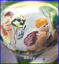 Vintage Capodimonte Italian Porcelain Table Lamps Painted Cherubs Brass Dolphins