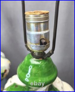 Vintage Capodimonte Italian Porcelain Table Lamps Painted Cherubs Brass Dolphins