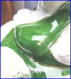 Vintage Capodimonte Italian Porcelain Table Lamps Painted Cherubs Brass Dolphins