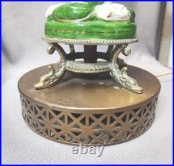 Vintage Capodimonte Italian Porcelain Table Lamps Painted Cherubs Brass Dolphins
