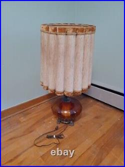 Vintage Carl Falkenstein Style Amber Glass Table Lamp With shade Large