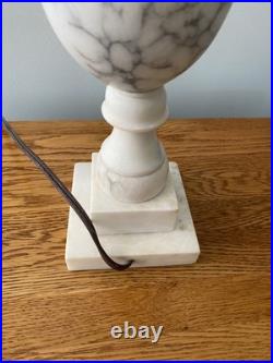 Vintage Carved Alabaster Marble Urn Table Lamp Hollywood Regency Style