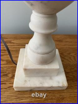 Vintage Carved Alabaster Marble Urn Table Lamp Hollywood Regency Style
