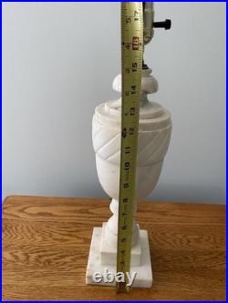 Vintage Carved Alabaster Marble Urn Table Lamp Hollywood Regency Style