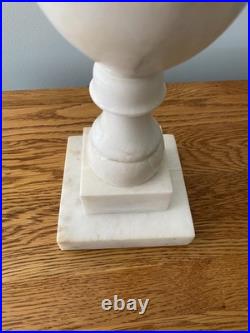 Vintage Carved Alabaster Marble Urn Table Lamp Hollywood Regency Style