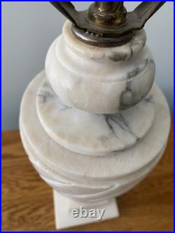 Vintage Carved Alabaster Marble Urn Table Lamp Hollywood Regency Style