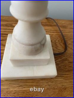 Vintage Carved Alabaster Marble Urn Table Lamp Hollywood Regency Style