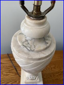 Vintage Carved Alabaster Marble Urn Table Lamp Hollywood Regency Style