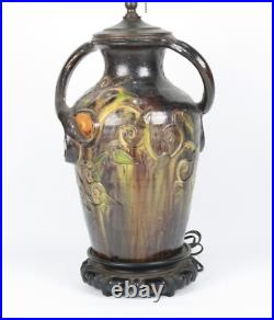 Vintage Ceramic Hand Painted Table Lamp With Ornate Handles & Intricate Design Vintage Ceramic Hand Painted Table Lamp With Ornate Handles & Intricate Design