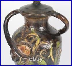 Vintage Ceramic Hand Painted Table Lamp With Ornate Handles & Intricate Design Vintage Ceramic Hand Painted Table Lamp With Ornate Handles & Intricate Design