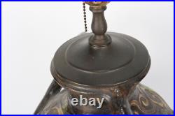 Vintage Ceramic Hand Painted Table Lamp With Ornate Handles & Intricate Design