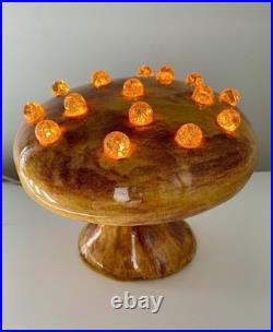 Vintage Ceramic Mushroom 70s Table Lamp Night Light with Glowing Marbles