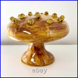 Vintage Ceramic Mushroom 70s Table Lamp Night Light with Glowing Marbles