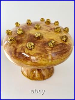 Vintage Ceramic Mushroom 70s Table Lamp Night Light with Glowing Marbles