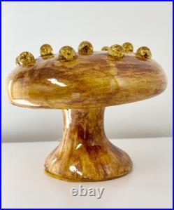 Vintage Ceramic Mushroom 70s Table Lamp Night Light with Glowing Marbles