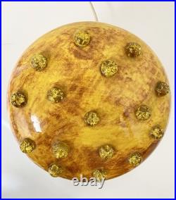 Vintage Ceramic Mushroom 70s Table Lamp Night Light with Glowing Marbles