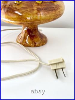 Vintage Ceramic Mushroom 70s Table Lamp Night Light with Glowing Marbles