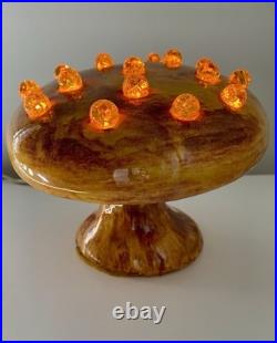 Vintage Ceramic Mushroom 70s Table Lamp Night Light with Glowing Marbles