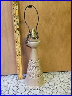 Vintage Ceramic Table Lamp Mid 20th Century Speckled With Floral Design 23 Tall