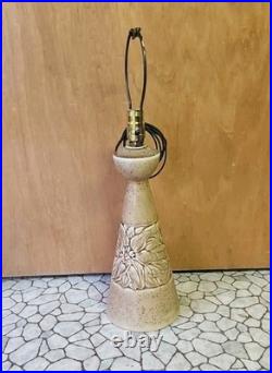 Vintage Ceramic Table Lamp Mid 20th Century Speckled With Floral Design 23 Tall