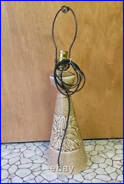 Vintage Ceramic Table Lamp Mid 20th Century Speckled With Floral Design 23 Tall