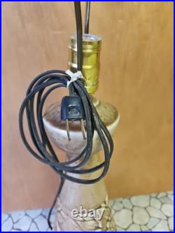 Vintage Ceramic Table Lamp Mid 20th Century Speckled With Floral Design 23 Tall