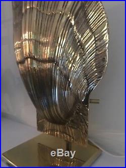Vintage Chapman 1970s Brass Scallop Shell Desk Lamp MCM Modern Hollywood Regency