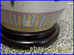 Vintage Chinese Famille Rose Porcelain Table Lamp 17 Hand Painted