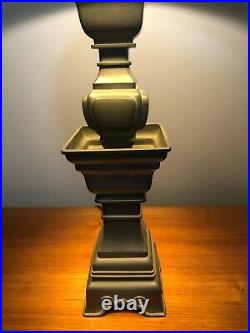 Vintage Chinese Pewter Table Lamp, 27 1/2 Tall, 18 1/2 Tall (Bottom to Socket)