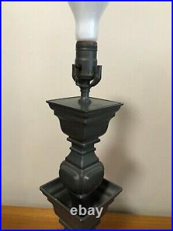 Vintage Chinese Pewter Table Lamp, 27 1/2 Tall, 18 1/2 Tall (Bottom to Socket)