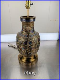 Vintage Chinese Porcelain Enamel Bronze Cloisonne Champleve Vase Table Lamp Vintage Chinese Porcelain Enamel Bronze Cloisonne Champleve Vase Table Lamp