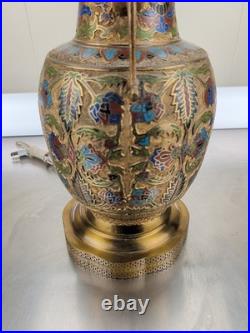 Vintage Chinese Porcelain Enamel Bronze Cloisonne Champleve Vase Table Lamp Vintage Chinese Porcelain Enamel Bronze Cloisonne Champleve Vase Table Lamp