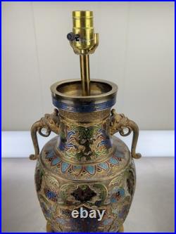 Vintage Chinese Porcelain Enamel Bronze Cloisonne Champleve Vase Table Lamp Vintage Chinese Porcelain Enamel Bronze Cloisonne Champleve Vase Table Lamp