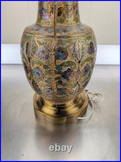 Vintage Chinese Porcelain Enamel Bronze Cloisonne Champleve Vase Table Lamp Vintage Chinese Porcelain Enamel Bronze Cloisonne Champleve Vase Table Lamp