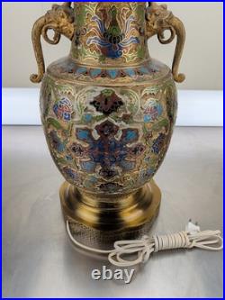Vintage Chinese Porcelain Enamel Bronze Cloisonne Champleve Vase Table Lamp Vintage Chinese Porcelain Enamel Bronze Cloisonne Champleve Vase Table Lamp