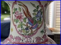 Vintage Chinoiserie Porcelain Table Lamp Hand Painted Hong Kong Floral Bird 32 Vintage Chinoiserie Porcelain Table Lamp Hand Painted Hong Kong Floral Bird 32