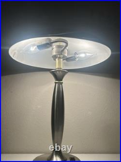 Vintage Chrome Atomic Table Desk Lamp Flying Saucer UFO Shade Mid Century Style Vintage Chrome Atomic Table Desk Lamp Flying Saucer UFO Shade Mid Century Style