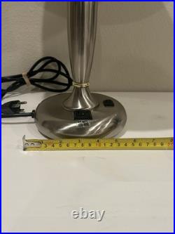 Vintage Chrome Atomic Table Desk Lamp Flying Saucer UFO Shade Mid Century Style