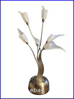 Vintage Chrome Glass Calla Lily Table Lamp Hollywood Regency 1970's