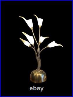 Vintage Chrome Glass Calla Lily Table Lamp Hollywood Regency 1970's