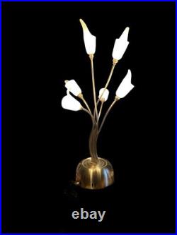 Vintage Chrome Glass Calla Lily Table Lamp Hollywood Regency 1970's