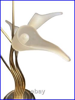 Vintage Chrome Glass Calla Lily Table Lamp Hollywood Regency 1970's