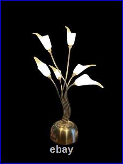 Vintage Chrome Glass Calla Lily Table Lamp Hollywood Regency 1970's
