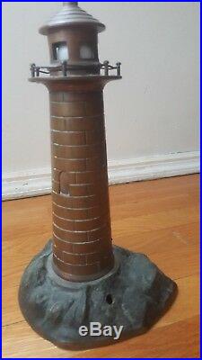 Vintage Circa 1930 SOLID BROWN BRONZE COASTAL LIGHTHOUSE TABLE LAMP 15