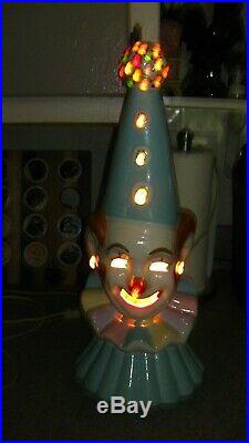 Vintage Circus Clown TV Lamp Table Lamp with Rhinestones