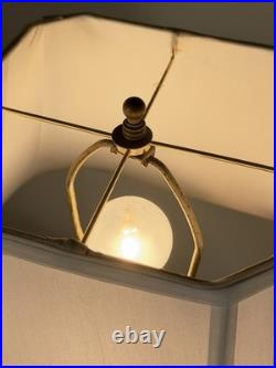 Vintage Cloisonné Enamel Table Lamp Bird & Floral Black Vase Base Hong Kong 23