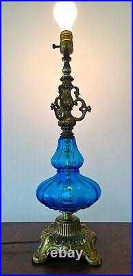 Vintage Cobolt Blue Glass Lamp