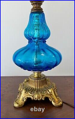 Vintage Cobolt Blue Glass Lamp